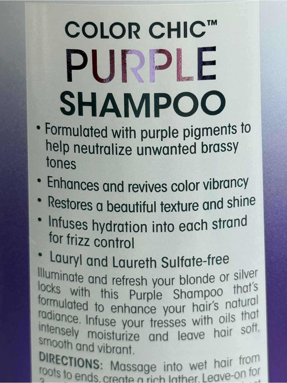 Giovanni Color Chic Purple Shampoo - 13.5 fl oz - NEW No Box - Picture 3 of 6